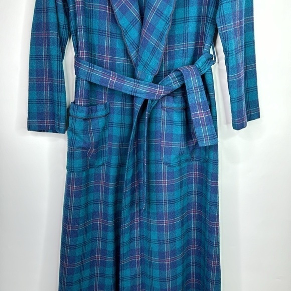 Vintage Pendleton Wool Blue Plaid Tartan Robe Size Medium - Picture 3 of 10